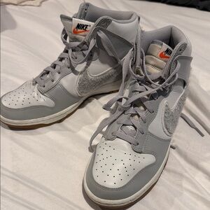 Nike Gray and White High-Top Sneakers